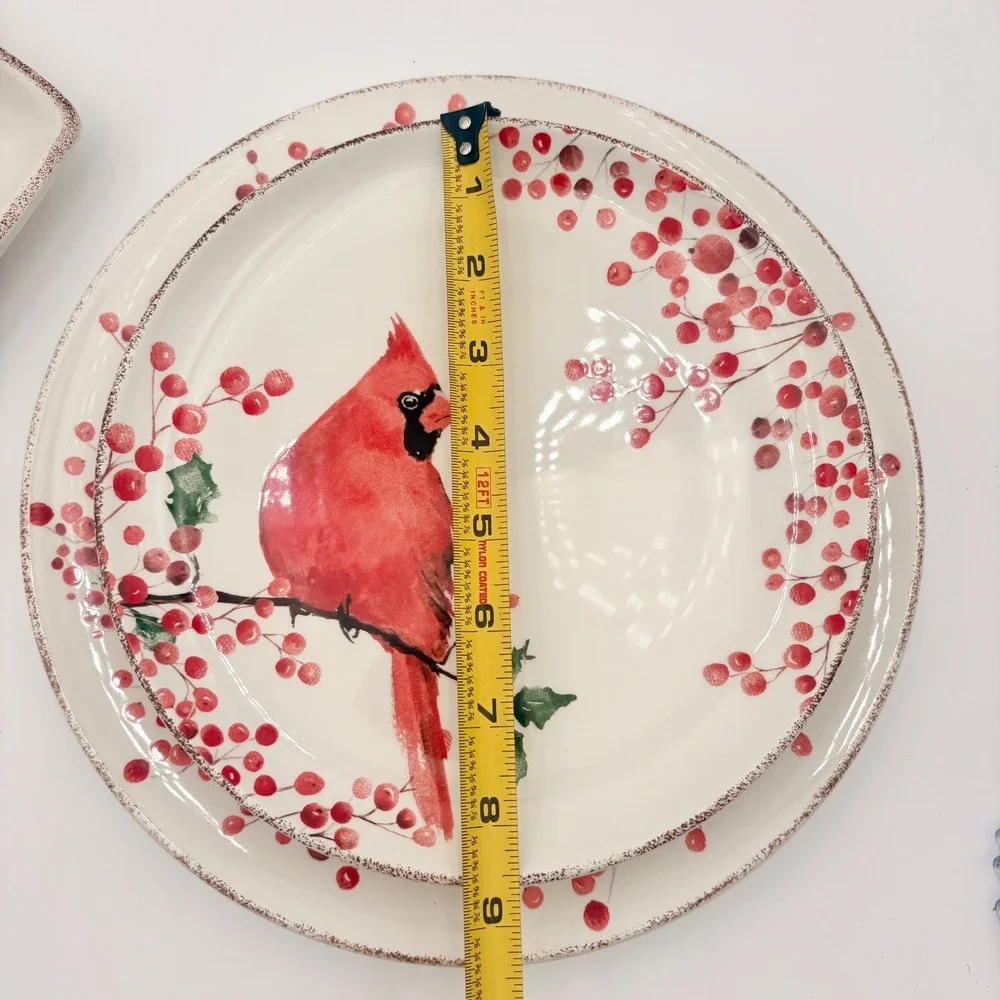 Potters Studio Cardinal Berry Holiday Serving Platter Dinner Plates Christmas